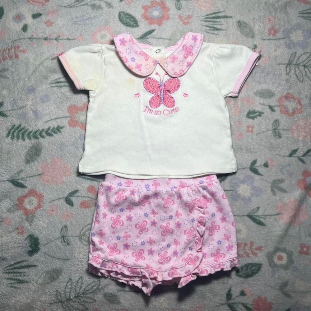 bon bebe Vintage Y2K Two Piece Baby Set 6 Month - Coquette Butterfly Cottage 90s